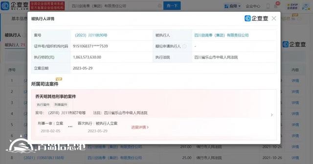 劍南春被強(qiáng)執(zhí)18.63億 涉及董事長喬天明其他刑事案件